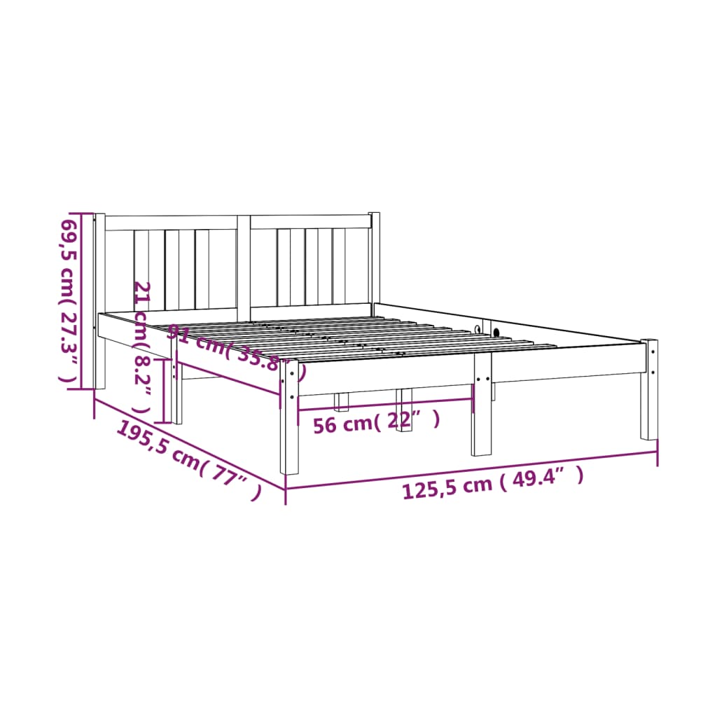 Giroletto in Legno Massello 120x190 cm 4FT Small Double - homemem39