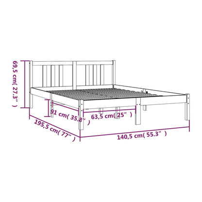 Giroletto Grigio in Legno Massello 135x190 cm 4FT6 Doppio - homemem39