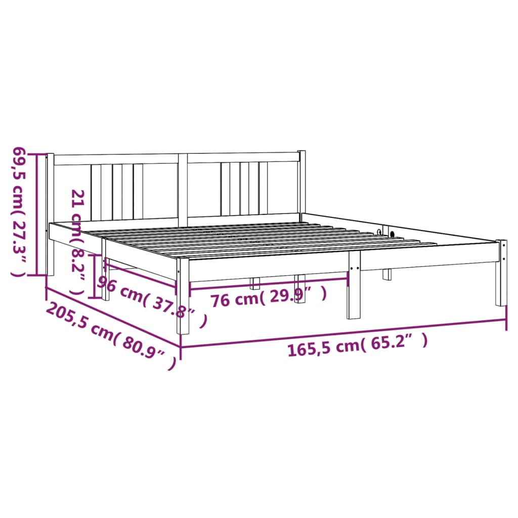 Giroletto Bianco in Legno Massello 160x200 cm - homemem39