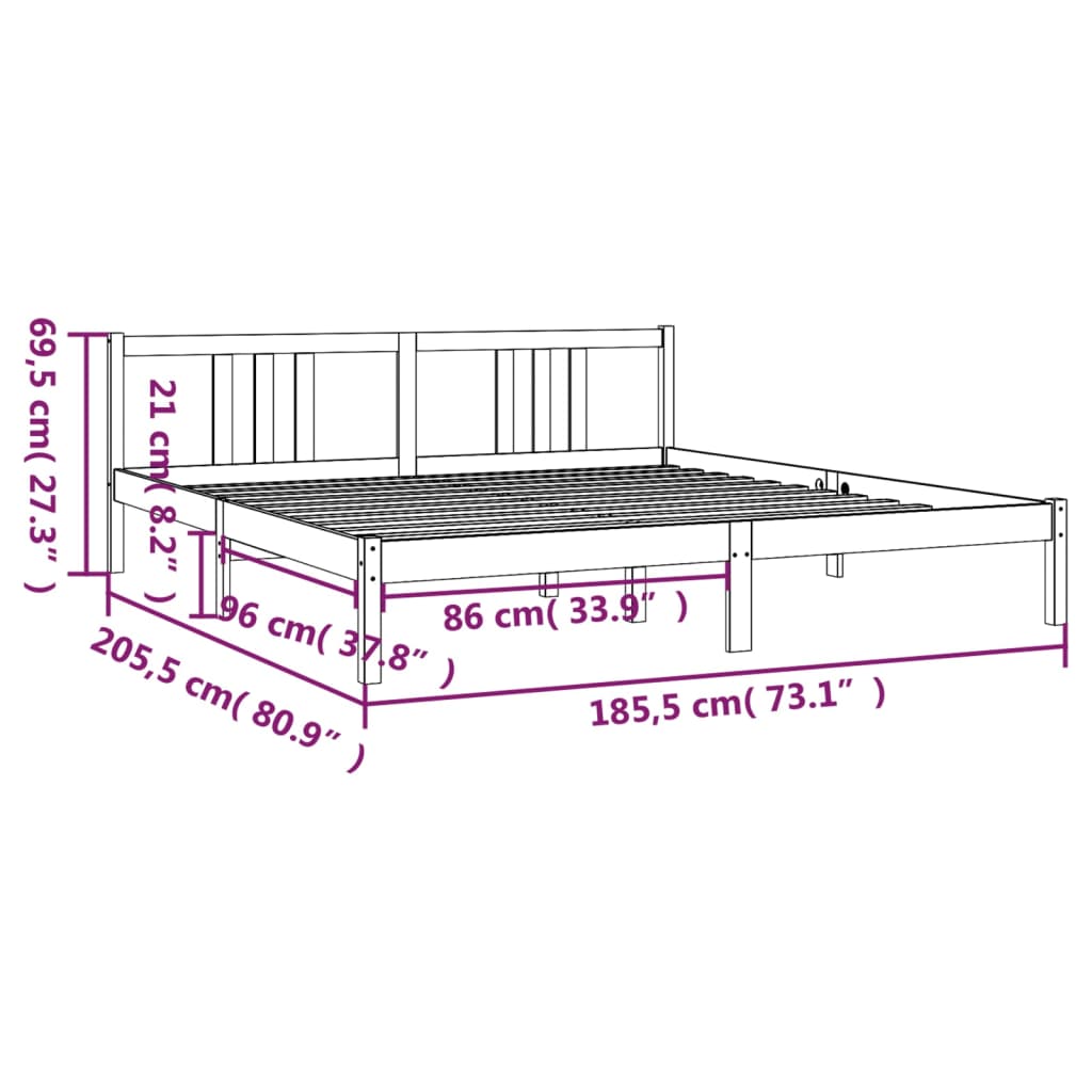 Giroletto Grigio in Legno Massello 180x200 cm 6FT Super King - homemem39