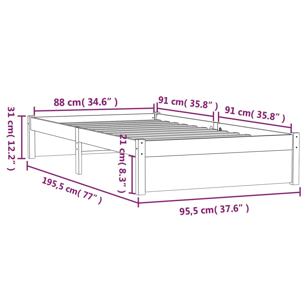 Giroletto in Legno Massello 90x190 cm 3FT Singolo - homemem39