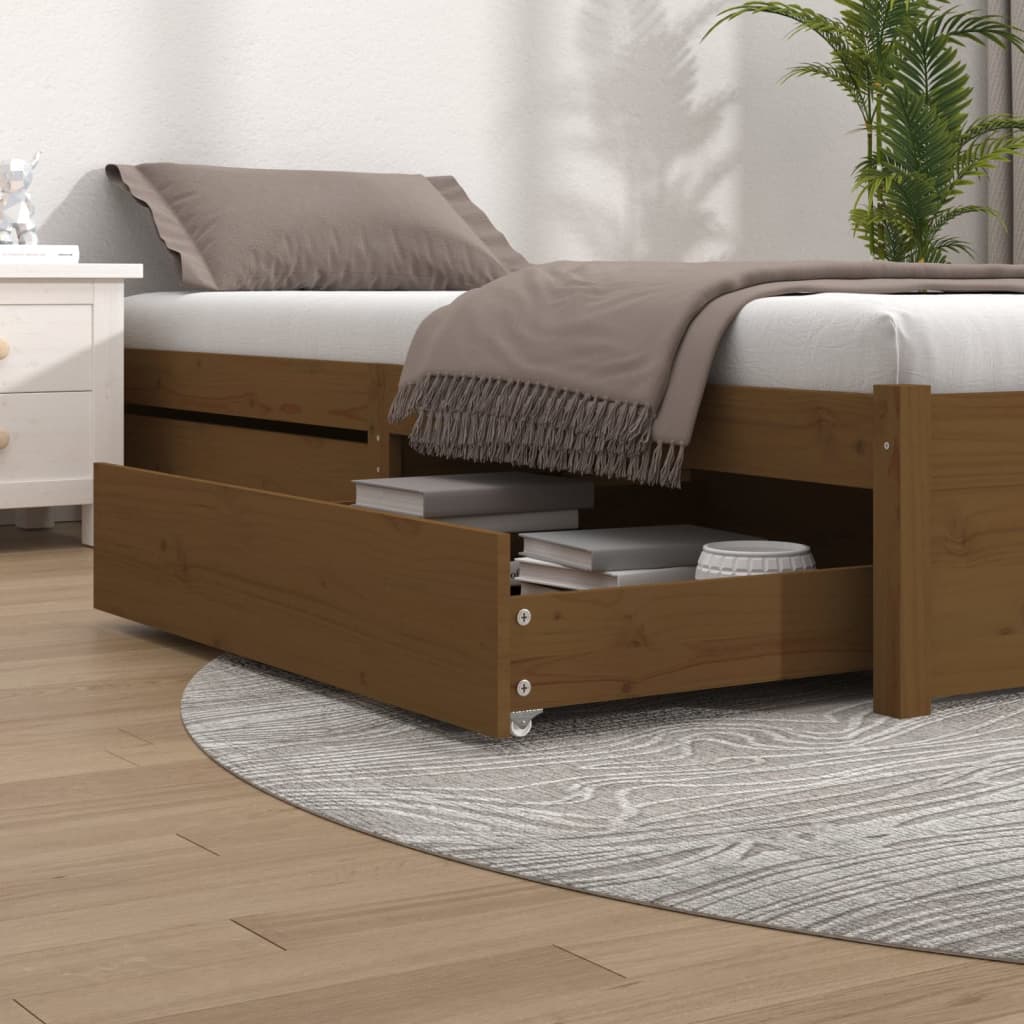 Cassetti per Letto 2 pz in Legno Massello di Pino Miele - homemem39