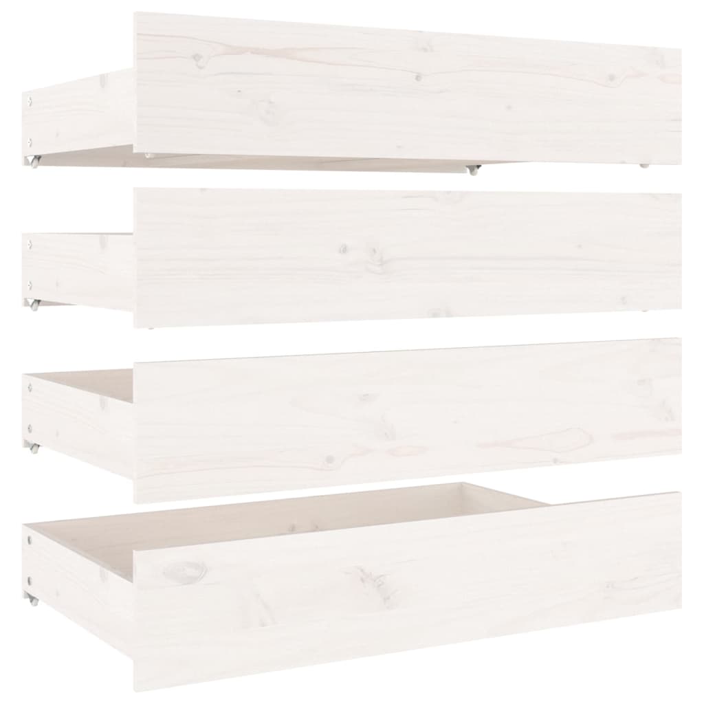 Cassettoni da Letto 4 pz in Legno Massello di Pino Bianco - homemem39