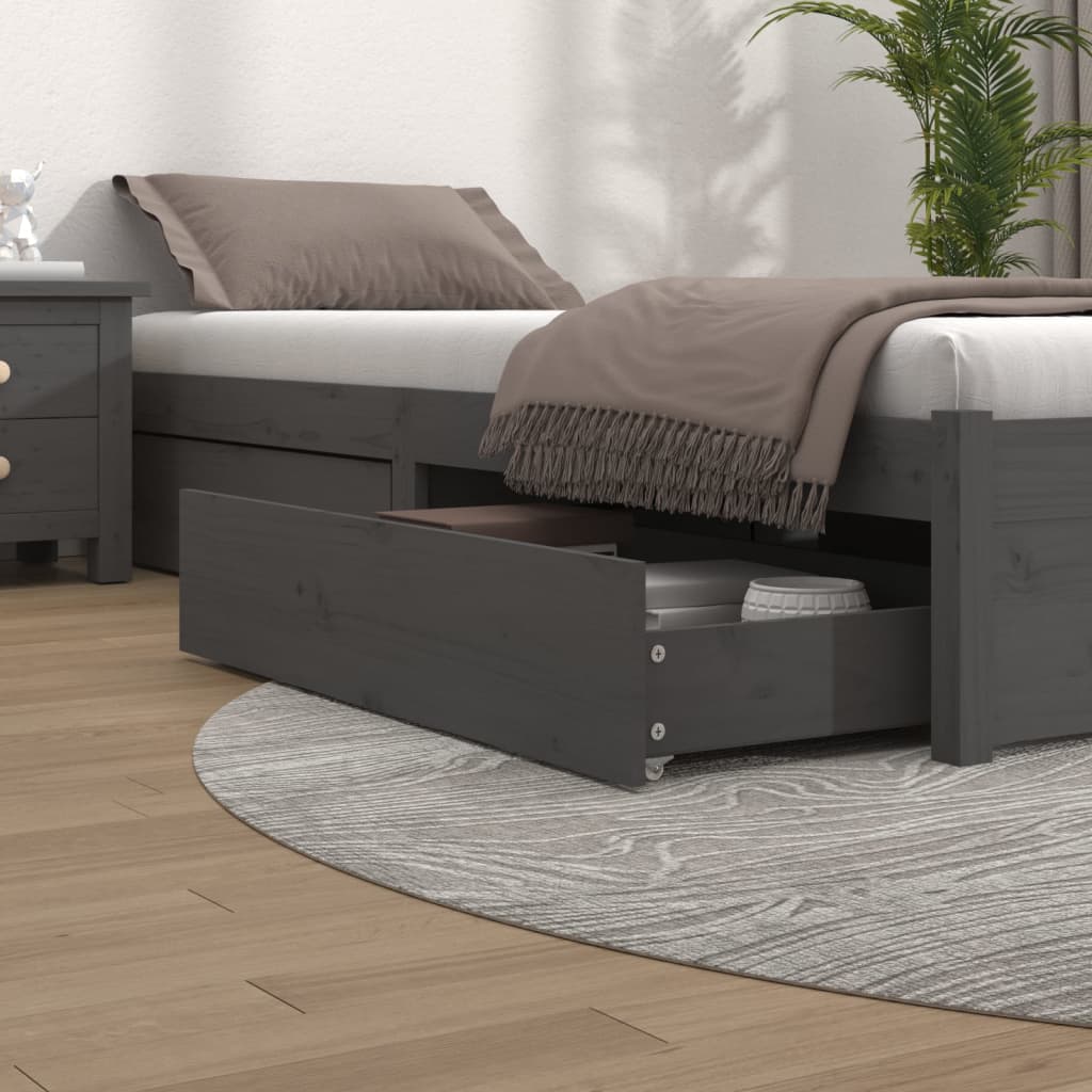 Cassettoni da Letto 4 pz in Legno Massello di Pino Grigio - homemem39