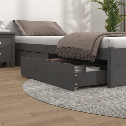 Cassettoni da Letto 4 pz in Legno Massello di Pino Grigio - homemem39