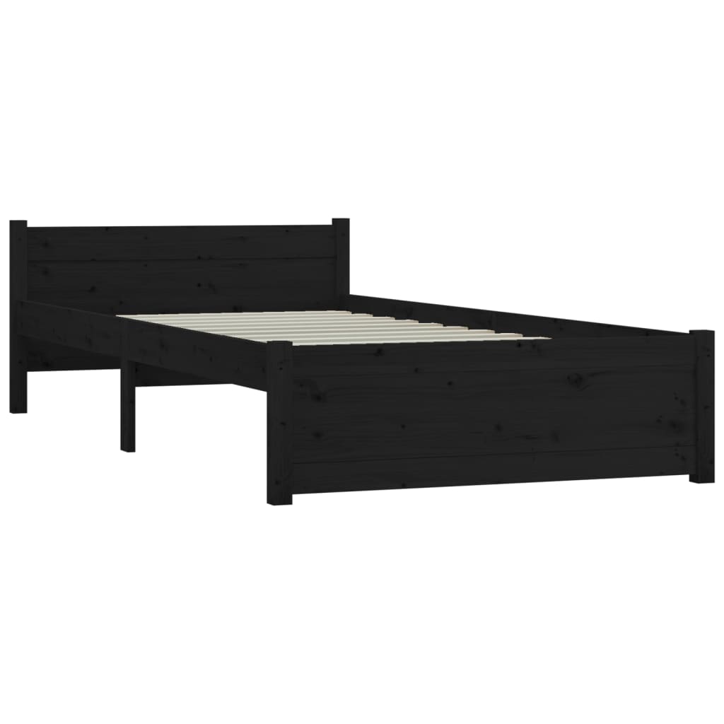 Giroletto Nero in Legno Massello 75x190 cm 2FT6 Piccolo Singolo - homemem39