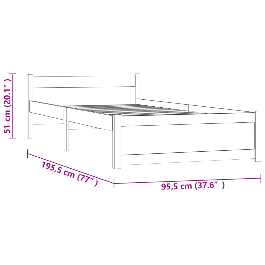 Giroletto Marrone Miele in Legno Massello 90x190 cm 3FT Single - homemem39