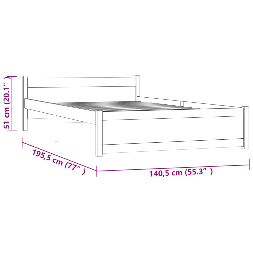 Giroletto Grigio in Legno Massello 135x190 cm 4FT6 Double - homemem39