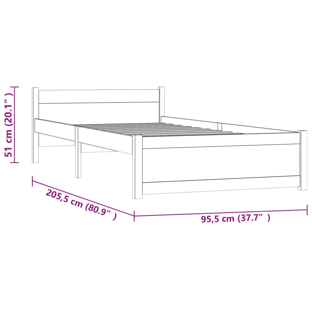 Giroletto Nero in Legno Massello 90x200 cm - homemem39