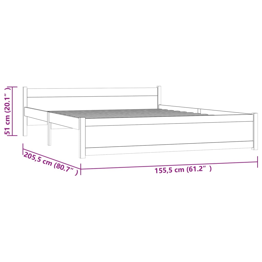 Giroletto Miele in Legno Massello 150x200 cm 5FT King Size - homemem39