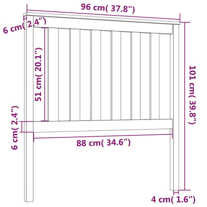 Testiera per Letto 96x6x101 cm in Legno Massello di Pino - homemem39