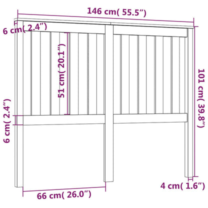 Testiera per Letto 146x6x101 cm in Legno Massello di Pino - homemem39