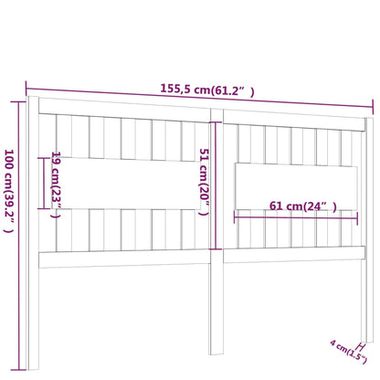 Testiera per Letto Grigia 155,5x4x100 cm Legno Massello di Pino - homemem39