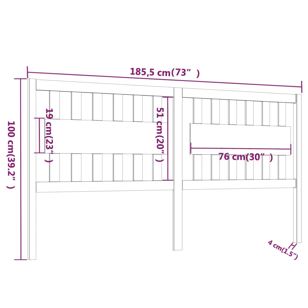 Testiera per Letto Miele 185,5x4x100 cm Legno Massello di Pino - homemem39