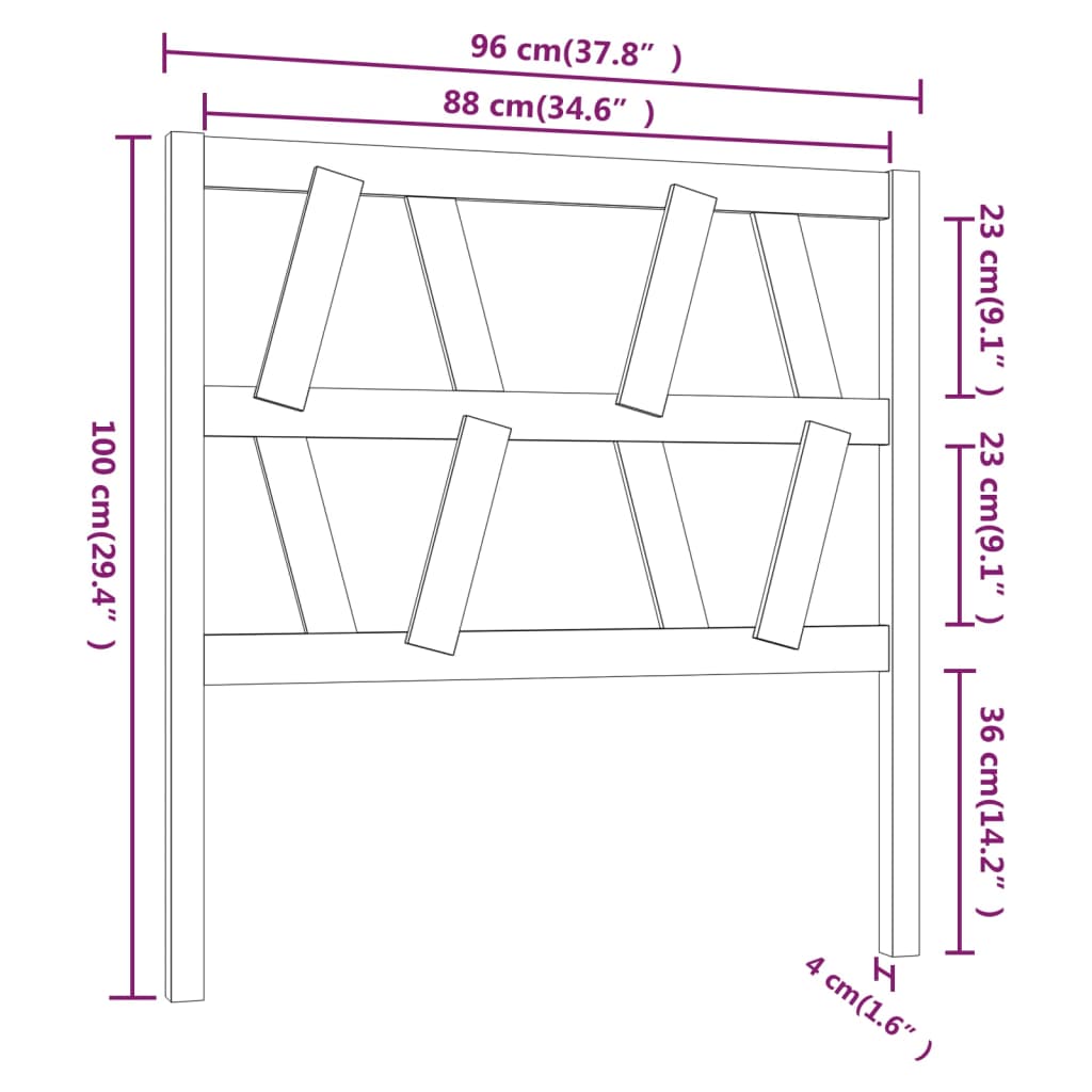 Testiera per Letto Grigia 96x4x100 cm in Legno Massello di Pino - homemem39