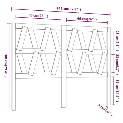 Testiera per Letto Nera 146x4x100 cm in Legno Massello di Pino - homemem39