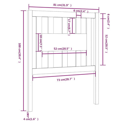 Testiera per Letto Miele 81x4x100 cm in Legno Massello di Pino - homemem39