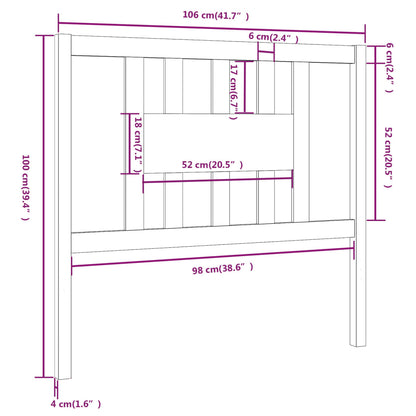 Testiera per Letto Nera 106x4x100 cm in Legno Massello di Pino - homemem39