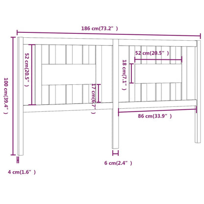 Testiera per Letto Miele 186x4x100 cm in Legno Massello di Pino - homemem39