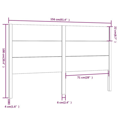 Testiera per Letto 156x4x100 cm in Legno Massello di Pino - homemem39