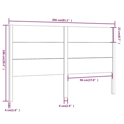 Testiera per Letto Bianca 206x4x100 cm Legno Massello di Pino - homemem39