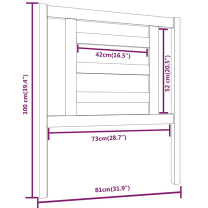 Testiera per Letto Bianca 81x4x100 cm in Legno Massello di Pino - homemem39