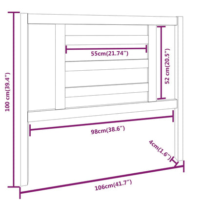 Testiera per Letto 106x4x100 cm in Legno Massello di Pino - homemem39