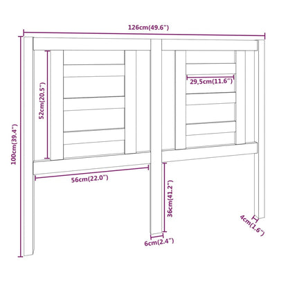 Testiera per Letto Nera 126x4x100 cm in Legno Massello di Pino - homemem39