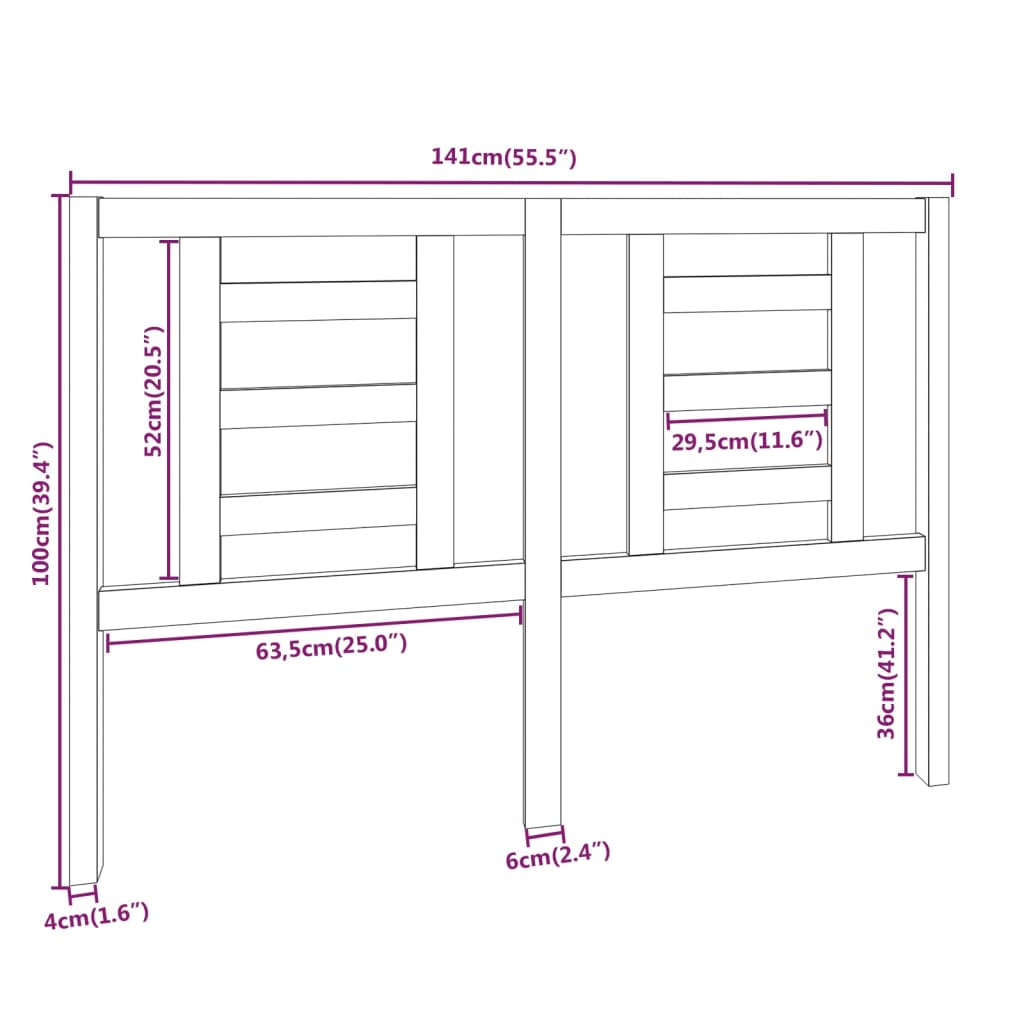 Testiera per Letto Miele 141x4x100 cm in Legno Massello di Pino - homemem39