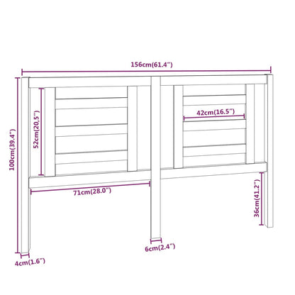 Testiera per Letto Bianca 156x4x100cm in Legno Massello di Pino - homemem39