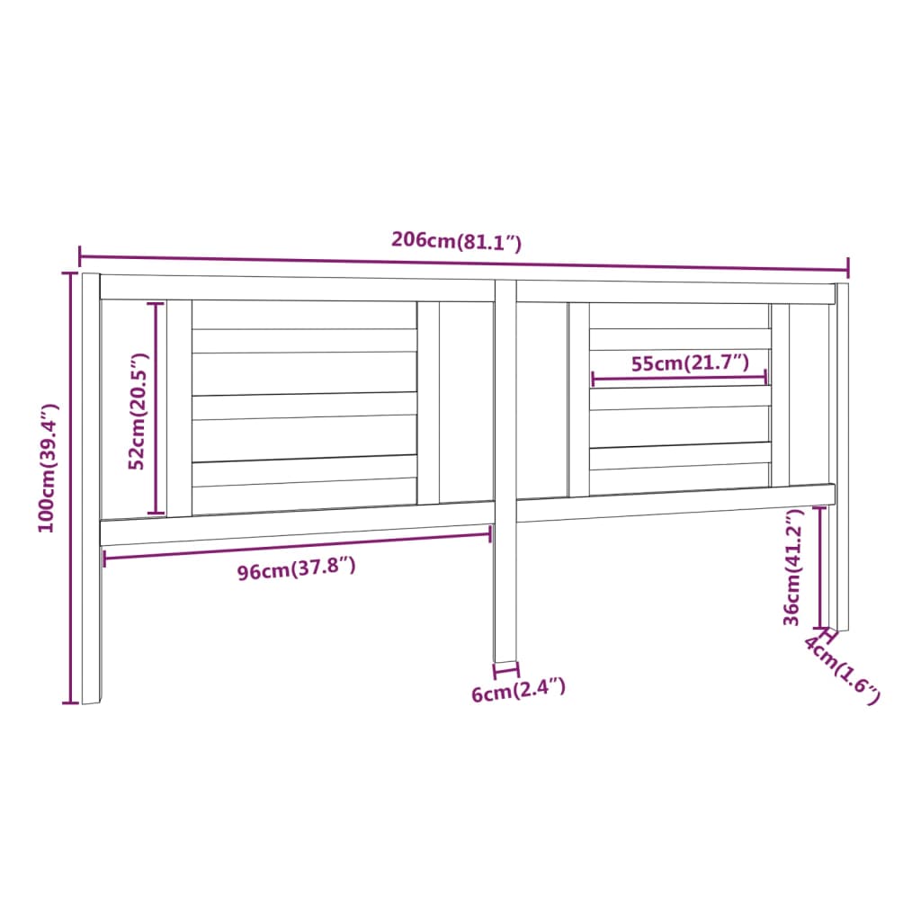 Testiera per Letto Miele 206x4x100 cm in Legno Massello di Pino - homemem39