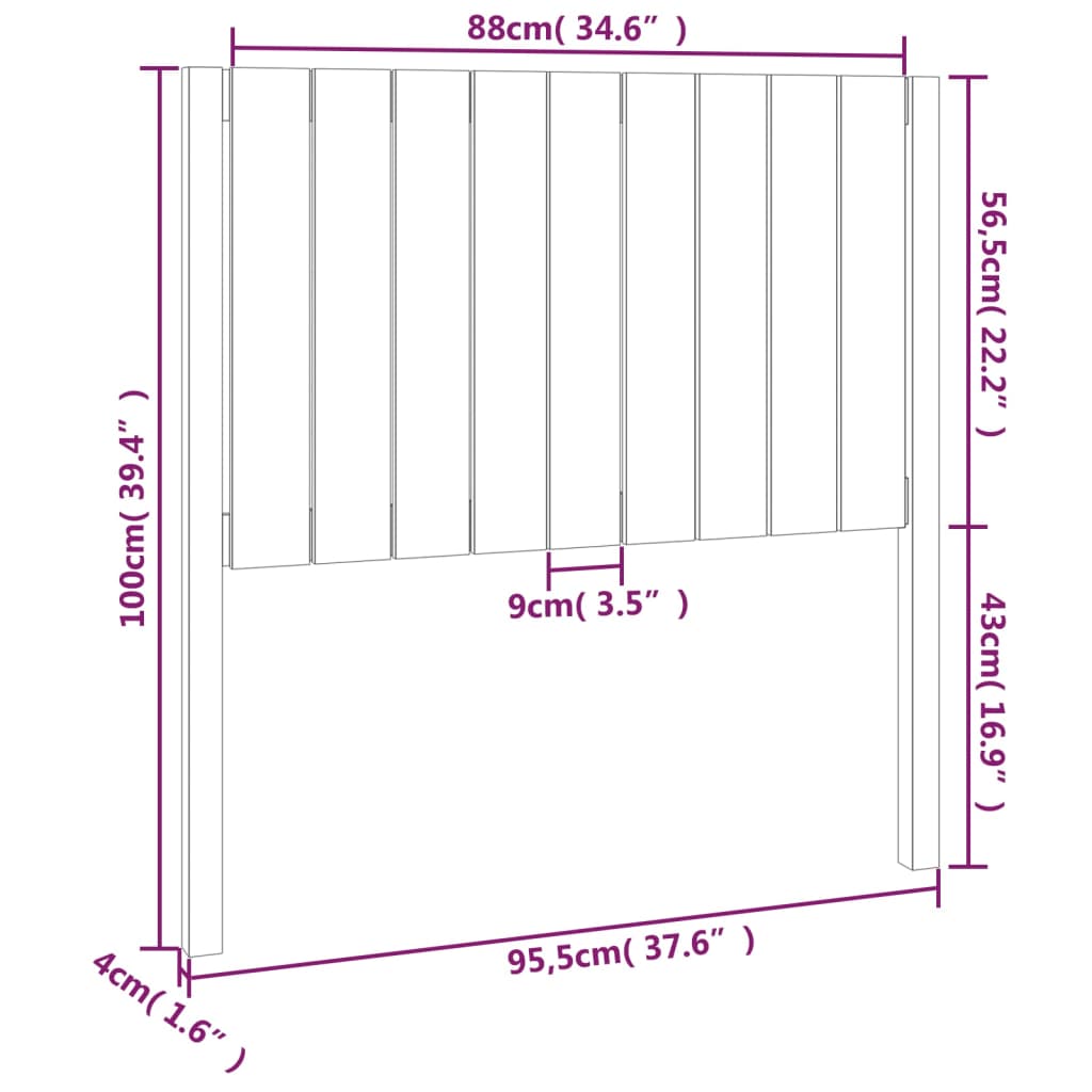 Testiera per Letto Miele 95,5x4x100cm in Legno Massello di Pino - homemem39