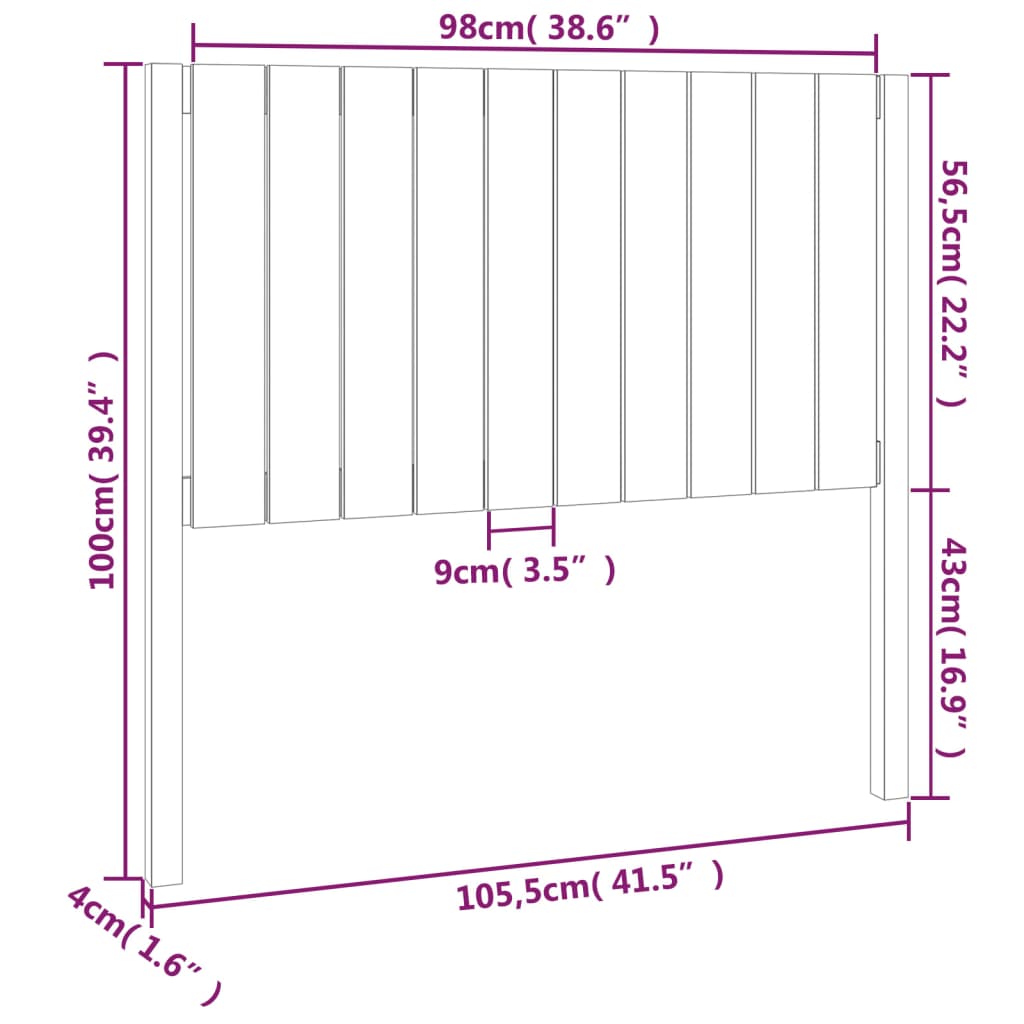 Testiera per Letto Miele 105,5x4x100 cm Legno Massello di Pino - homemem39