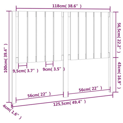 Testiera per Letto Bianca 125,5x4x100 cm Legno Massello di Pino - homemem39