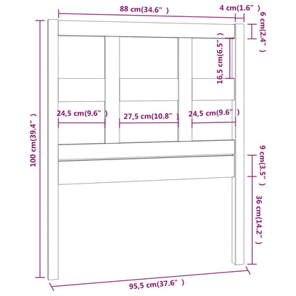 Testiera per Letto Bianca 95,5x4x100 cm Legno Massello di Pino - homemem39