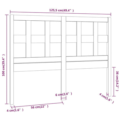 Testiera Letto 125,5x4x100cm in Legno Massello di Pino - homemem39