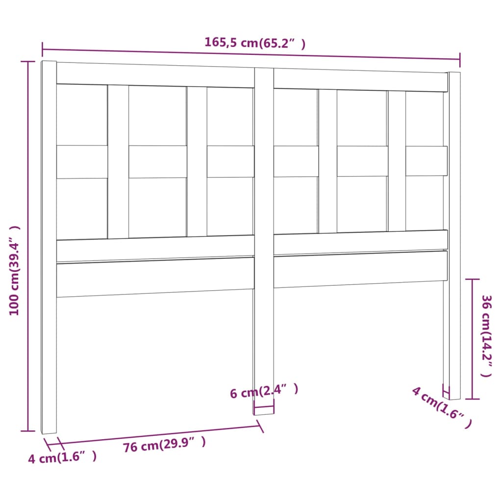 Testiera per Letto Bianca 165,5x4x100 cm Legno Massello di Pino - homemem39