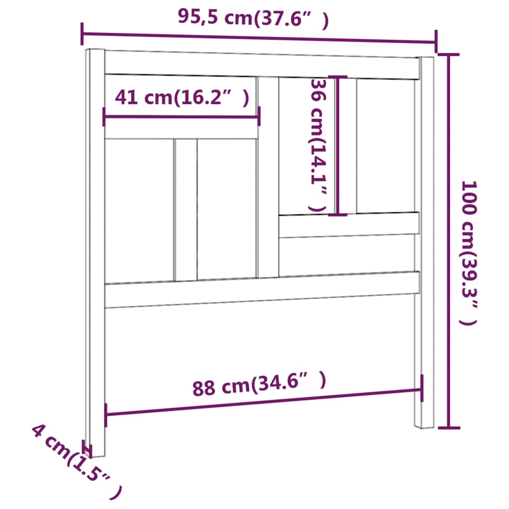 Testiera per Letto Miele 95,5x4x100cm in Legno Massello di Pino - homemem39