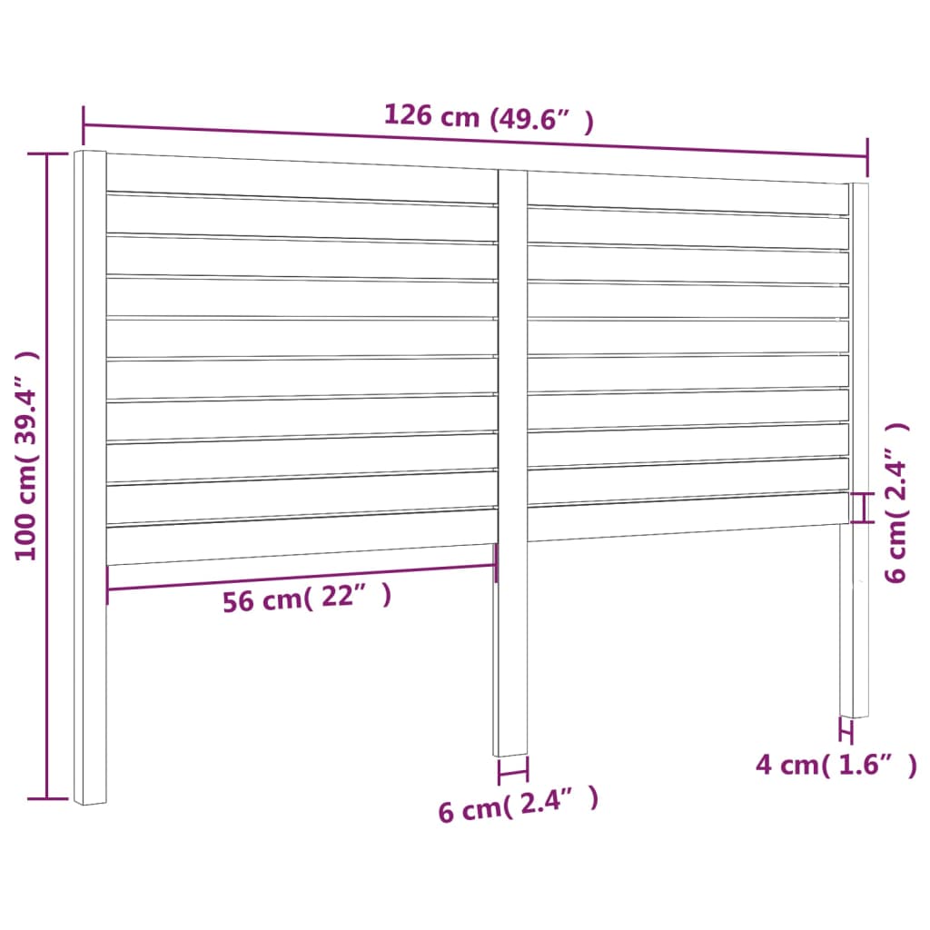 Testiera per Letto 126x4x100 cm in Legno Massello di Pino - homemem39