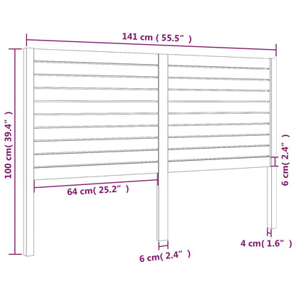 Testiera per Letto Nera 141x4x100 cm in Legno Massello di Pino - homemem39