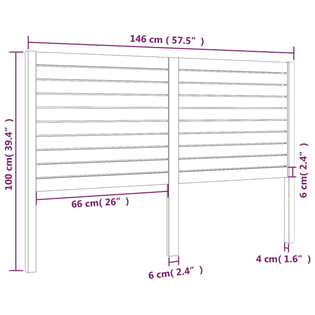 Testiera per Letto Nera 146x4x100 cm in Legno Massello di Pino - homemem39