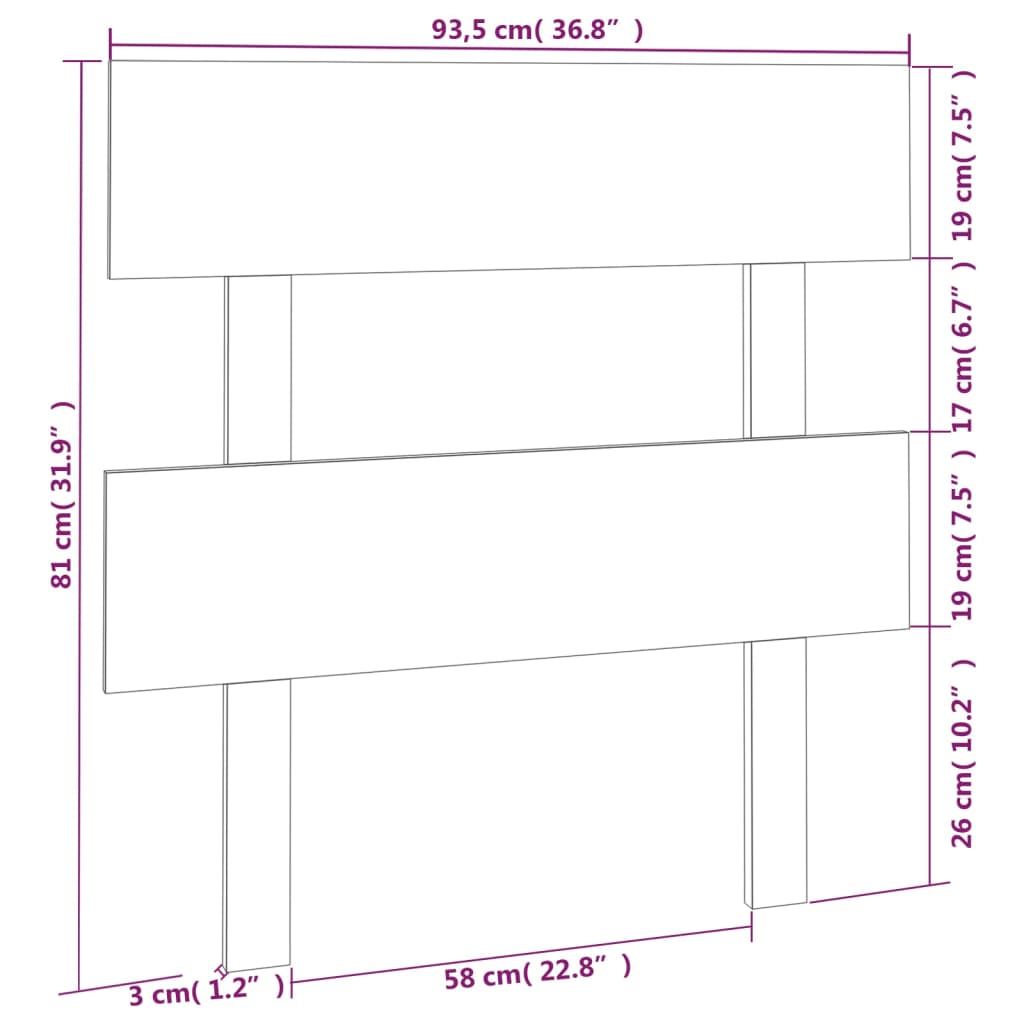 Testiera per Letto 93,5x3x81 cm in Legno Massello di Pino - homemem39