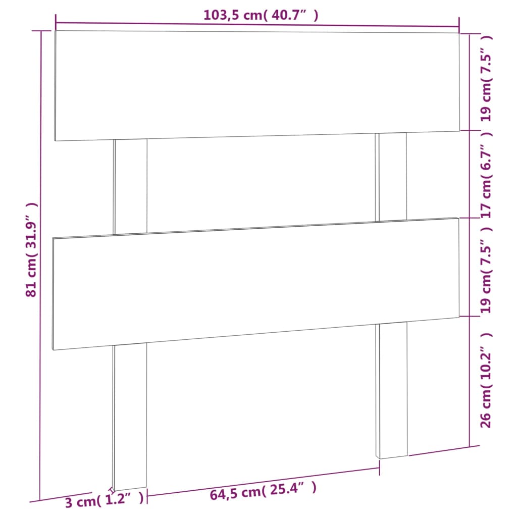 Testiera per Letto 103,5x3x81 cm Legno Massello di Pino - homemem39