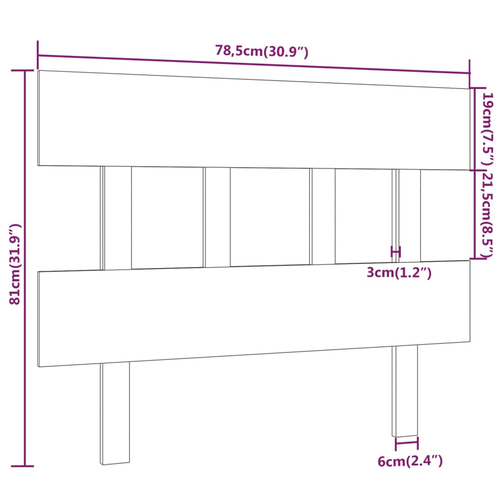 Testiera per Letto Bianca 78,5x3x81cm in Legno Massello di Pino - homemem39