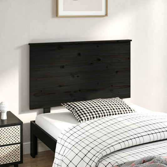 Testiera per Letto Nera 104x6x82,5 cm Legno Massello di Pino - homemem39