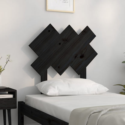 Testiera per Letto Nera 72,5x3x81 cm in Legno Massello di Pino - homemem39