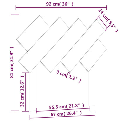 Testiera per Letto 92x3x81 cm in Legno Massello di Pino - homemem39