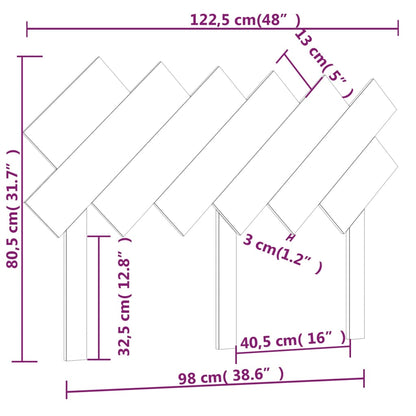 Testiera per Letto 122,5x3x80,5 cm in Legno Massello di Pino - homemem39