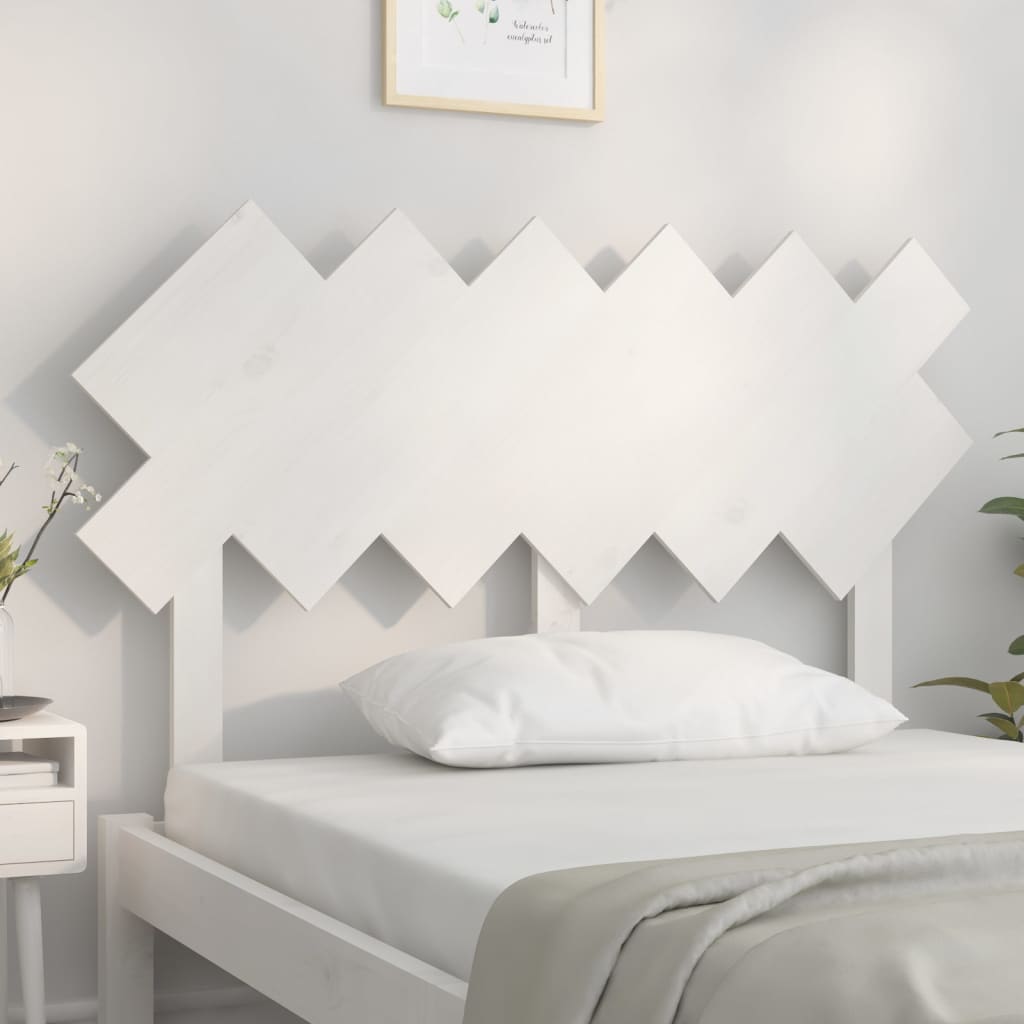 Testiera per Letto Bianca 122,5x3x80,5cm Legno Massello di Pino - homemem39