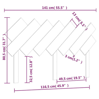 Testiera per Letto 141x3x80,5 cm in Legno Massello di Pino - homemem39